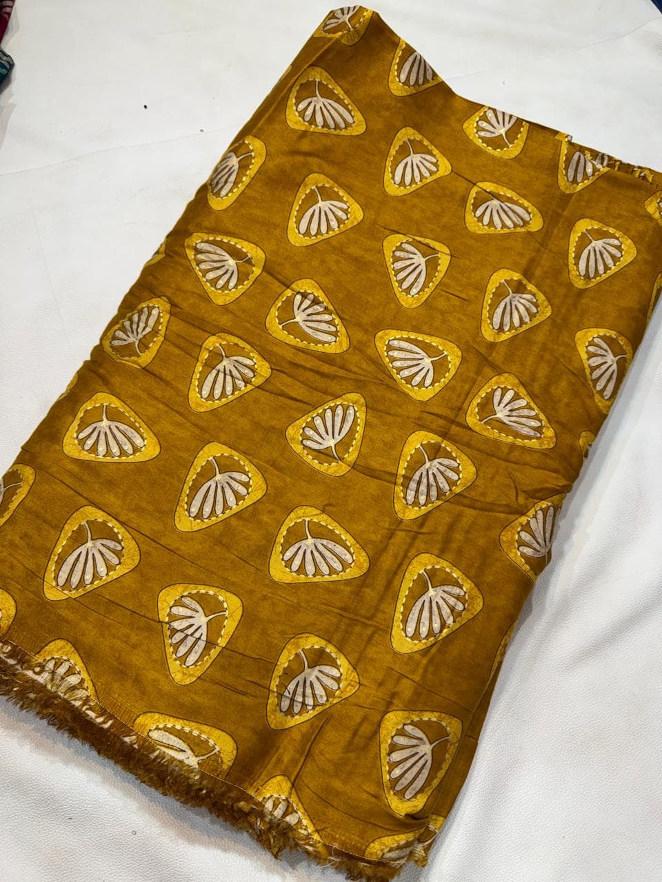 Sage Green Jaipuri Block Print Handblock Cotton - Mustard